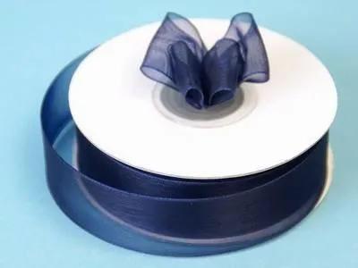 25 Yard 7/8"DIY Navy Blue Organza Ribbon With Satin Edges For Craft Dress Wedding