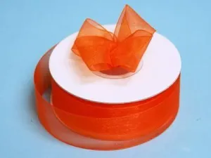 25 Yard 7/8"DIY Orange Organza Ribbon With Satin Edges For Craft Dress Wedding