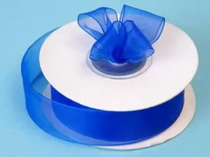 25 Yard 7/8"DIY Royal Blue Organza Ribbon With Satin Edges For Craft Dress Wedding