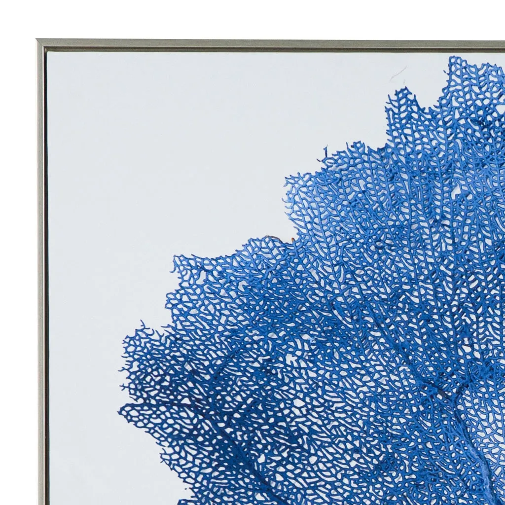 28 x 39 Framed Wall Art Decor, Abstract Tree Design, Blue and White Canvas By Casagear Home