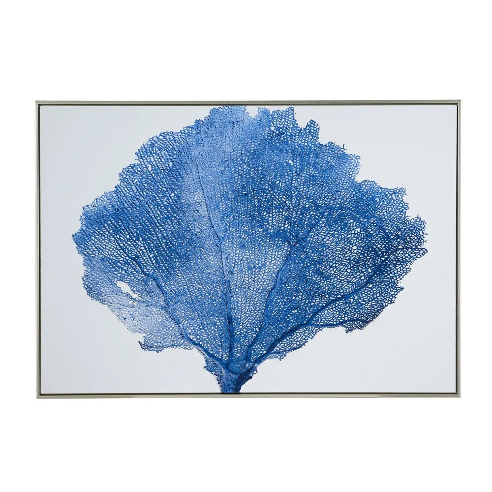 28 x 39 Framed Wall Art Decor, Abstract Tree Design, Blue and White Canvas By Casagear Home