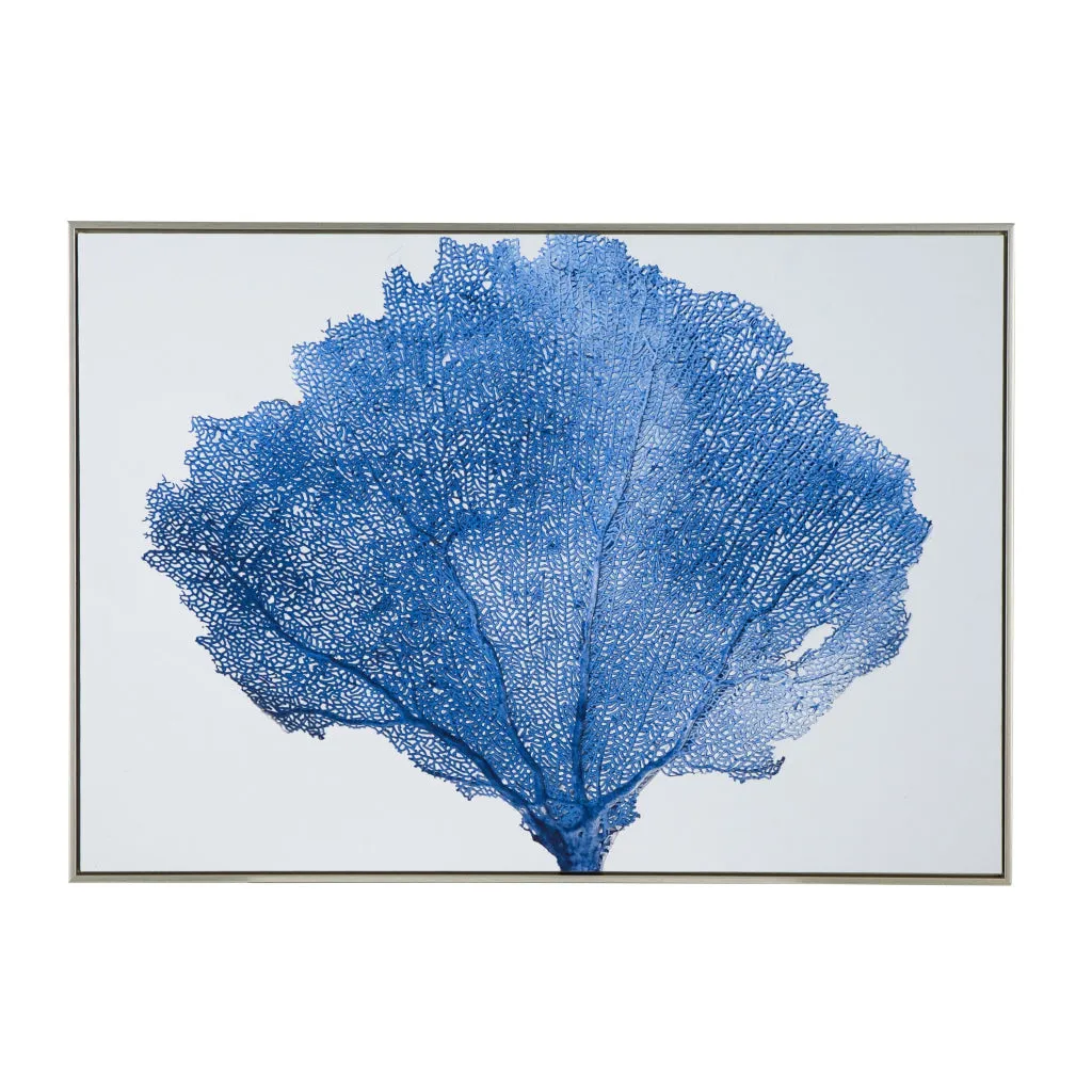 28 x 39 Framed Wall Art Decor, Abstract Tree Design, Blue and White Canvas By Casagear Home