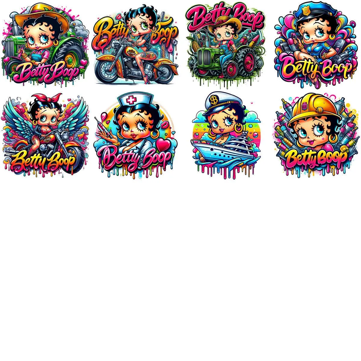 39 Cartoon BETTY Boop Graffiti Designs Bundle PNG