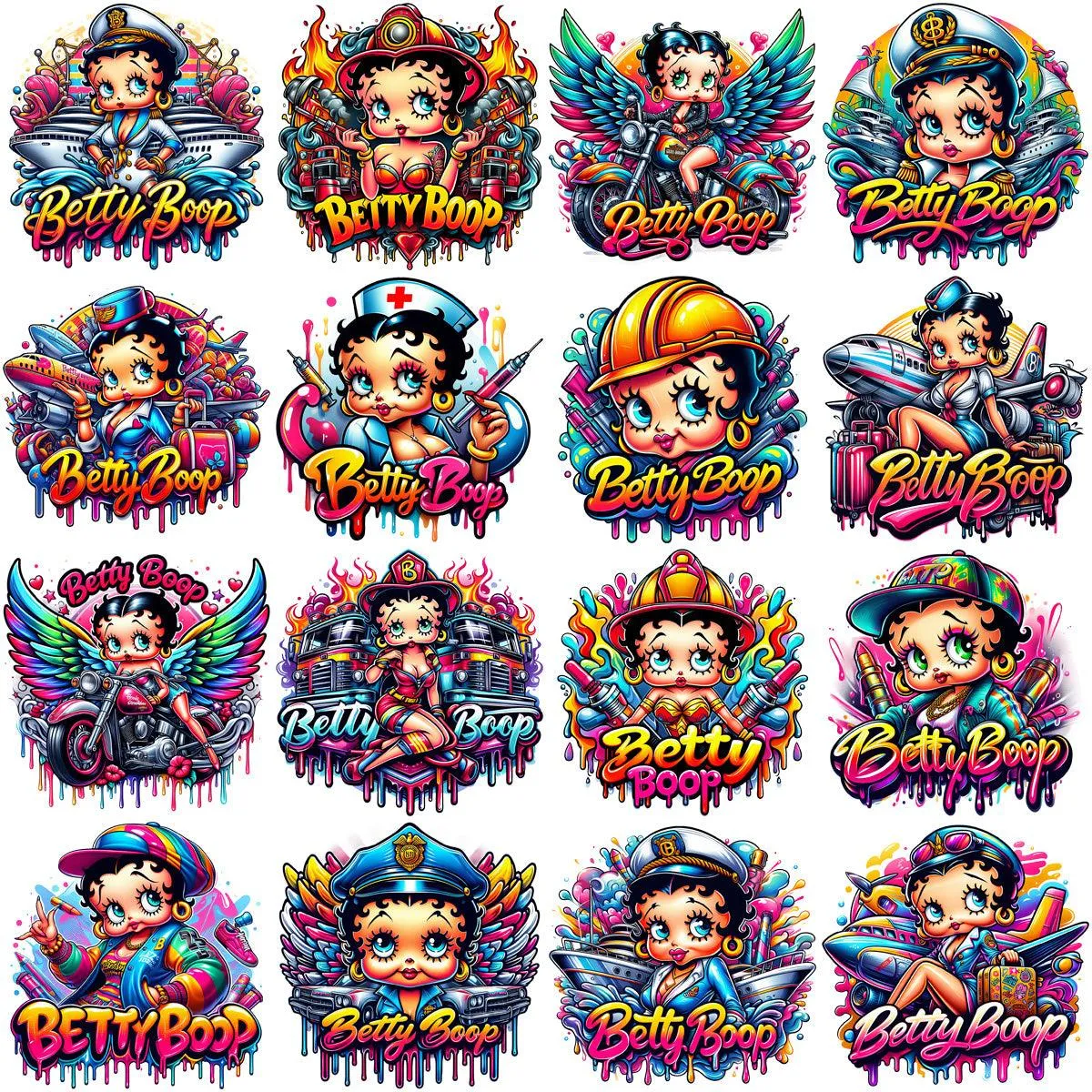 39 Cartoon BETTY Boop Graffiti Designs Bundle PNG