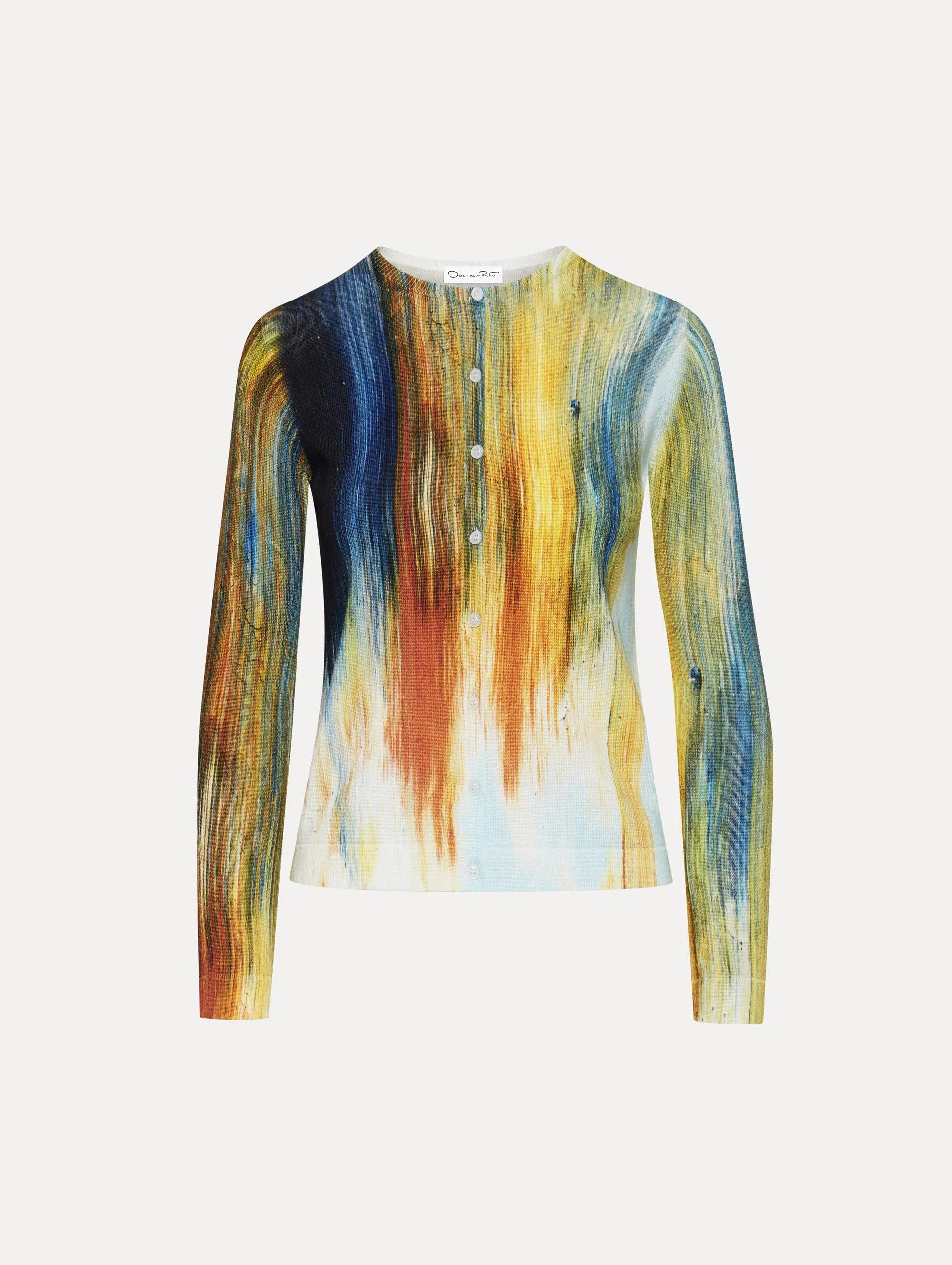 Abstract Brushstroke Printed Cardigan