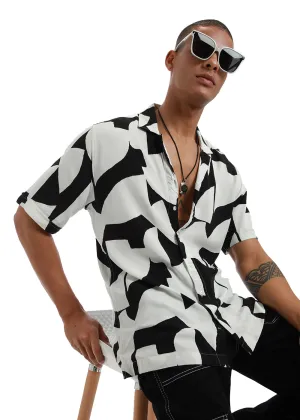 Abstract Monochrome Print Half sleeve shirt