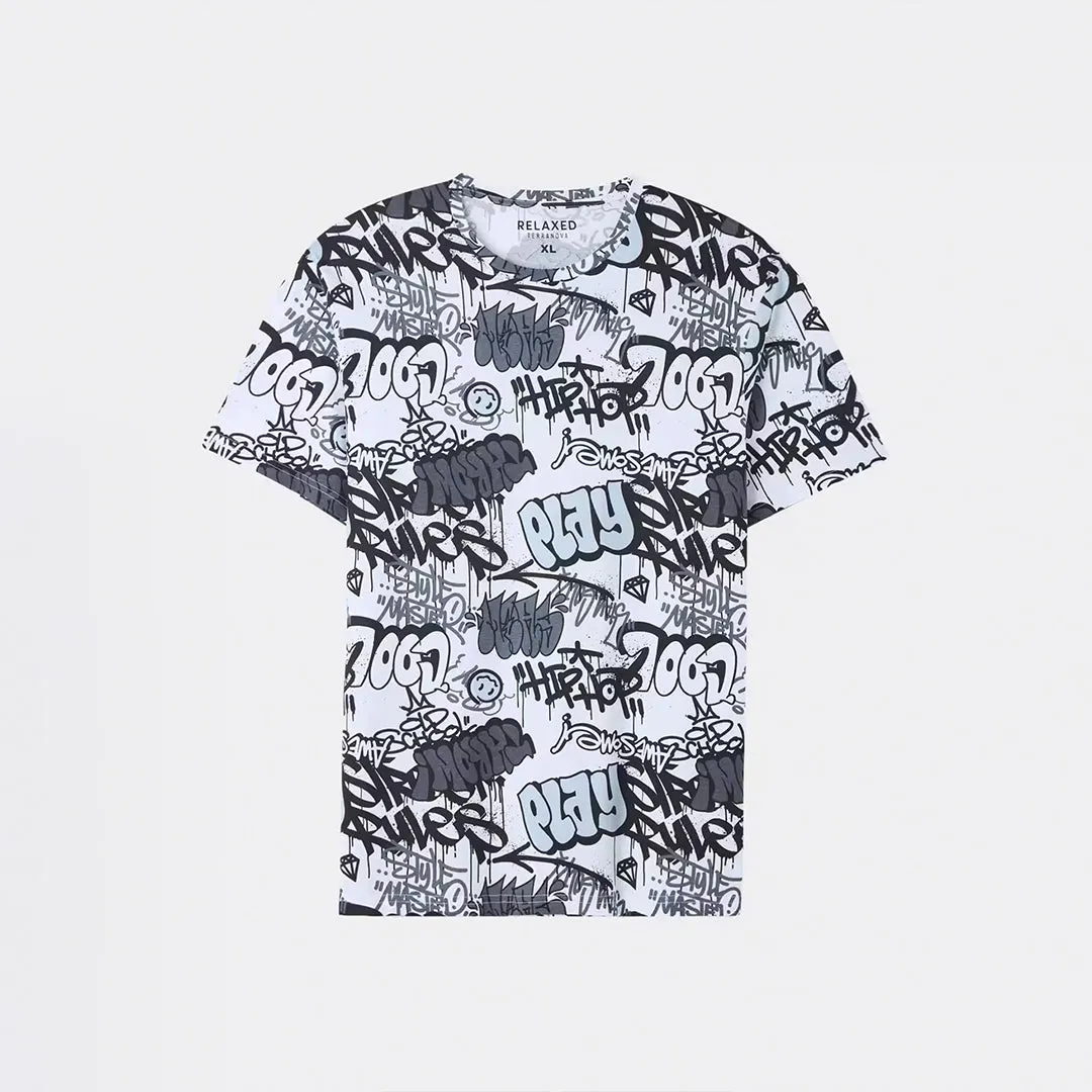 All-Over Graffiti Short Sleeve T-Shirt