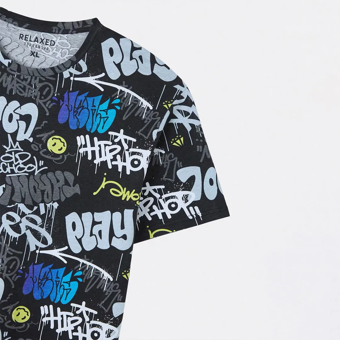 All-Over Graffiti Short Sleeve T-Shirt