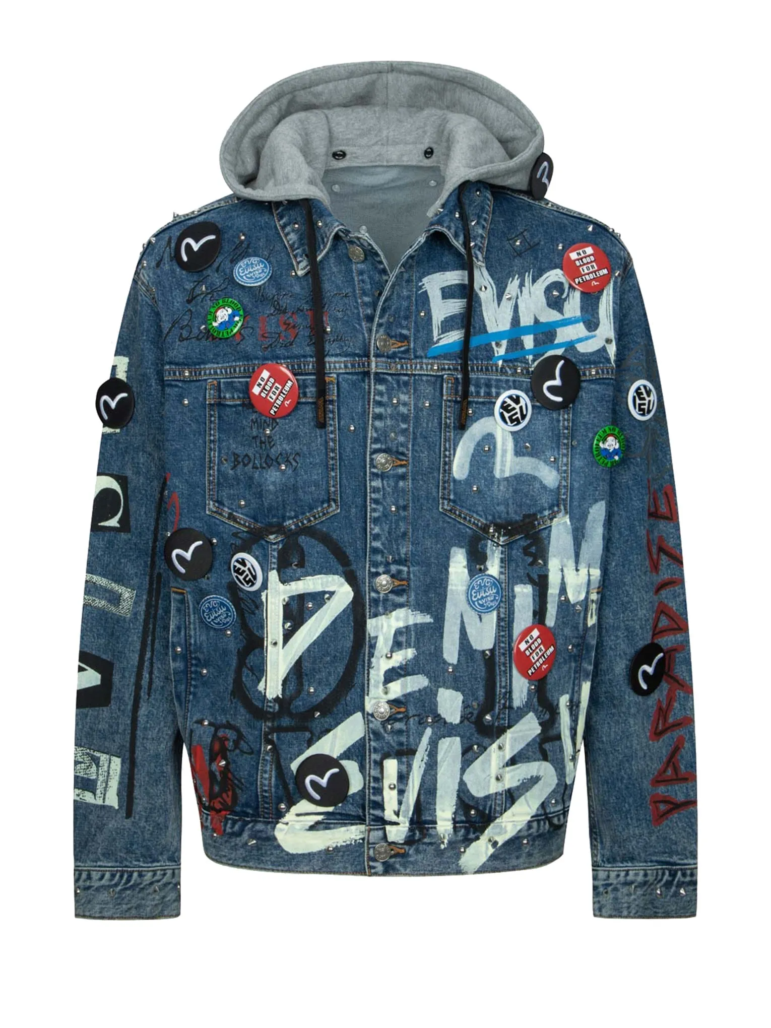 Allover Studs and Pins Loose Fit Denim Jacket