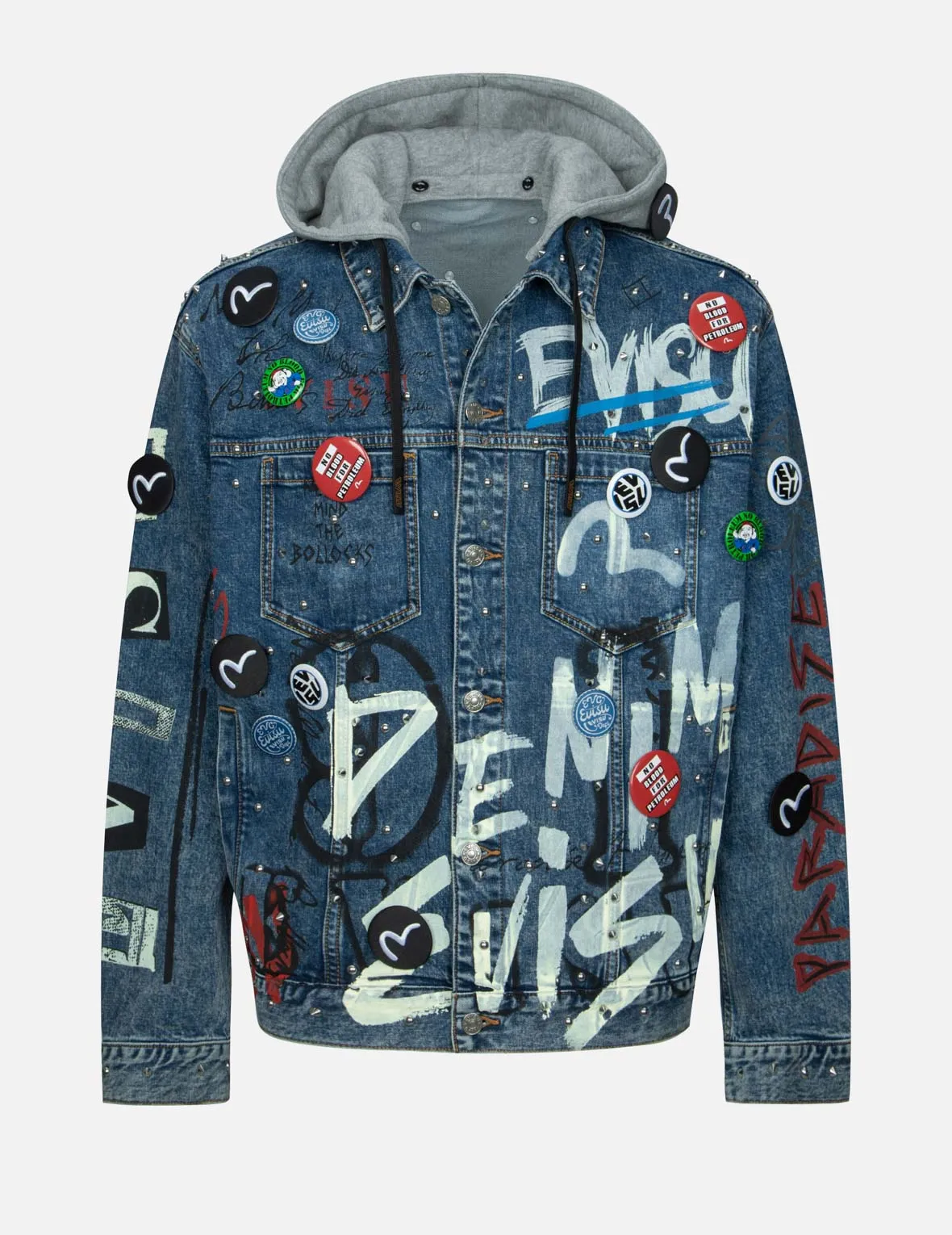 Allover Studs and Pins Loose Fit Denim Jacket