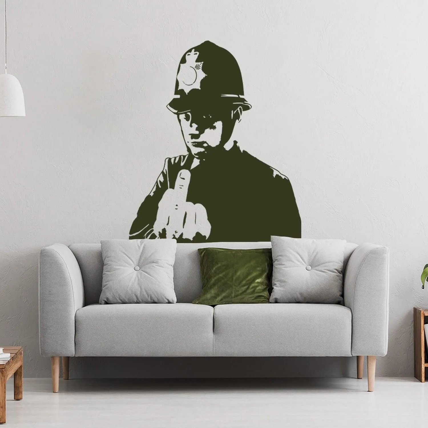 Banksy Middle Finger Art Wall Decal - Street Police Graffiti Work Policeman Sticker