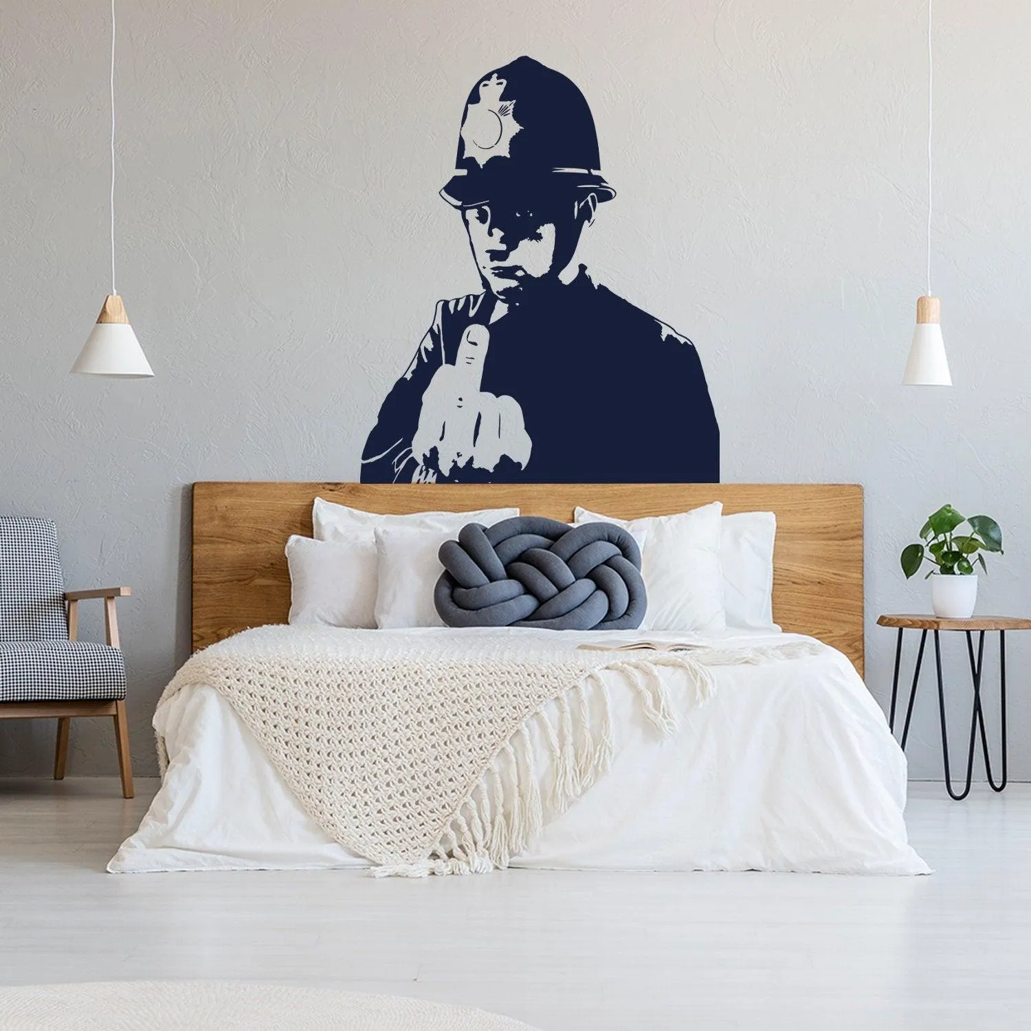 Banksy Middle Finger Art Wall Decal - Street Police Graffiti Work Policeman Sticker