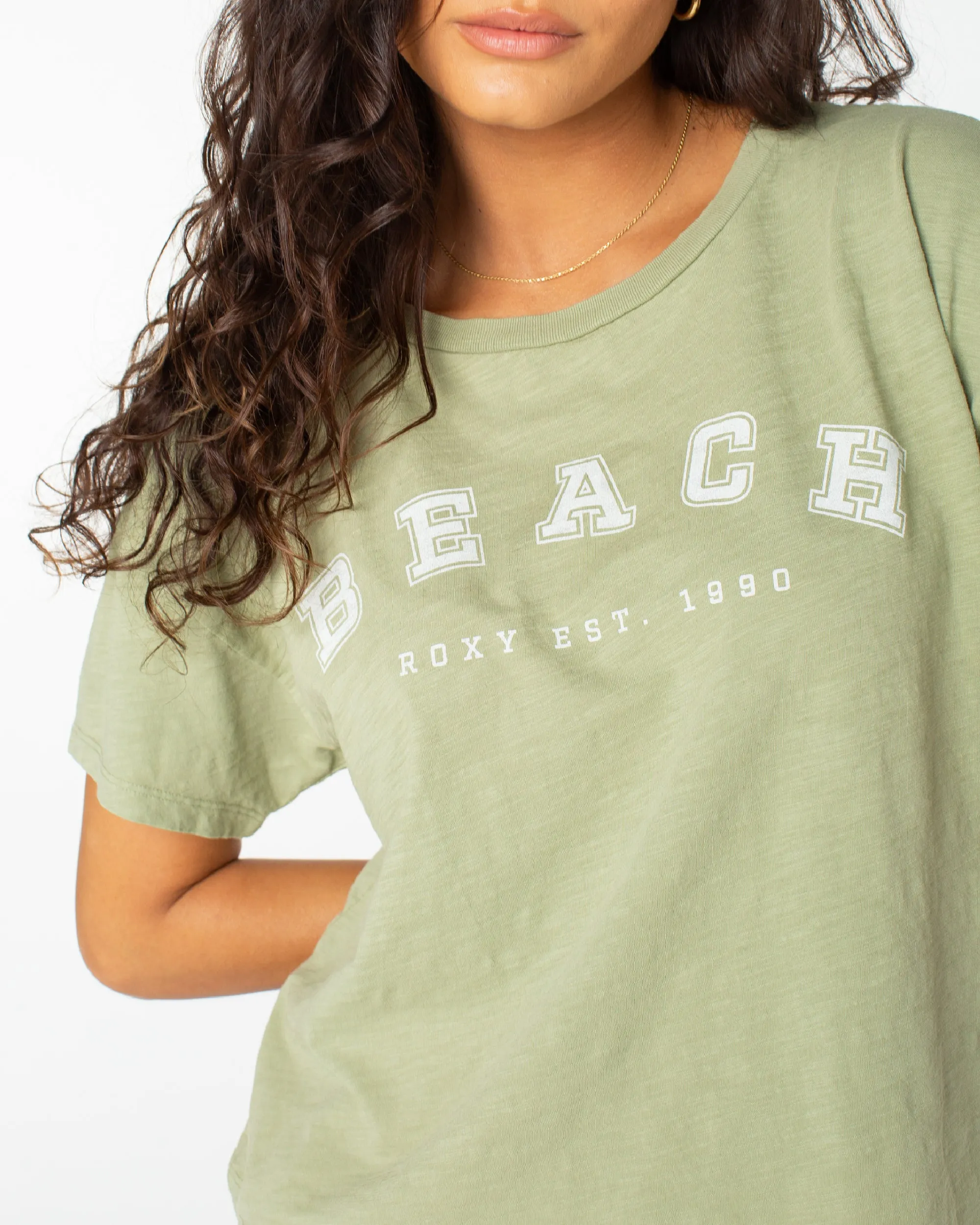 Beach Collegiate T-Shirt - Oil Green