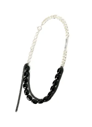 BLACK ONYX   BRASS TWO-STRAND CHOKER