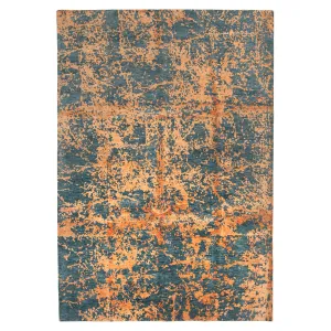 Blue & Orange Modern Wool Blend Rug - 9' x 12'3"