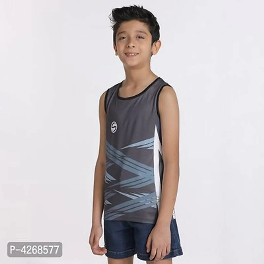 Boy's Green Polyester Printed Tees