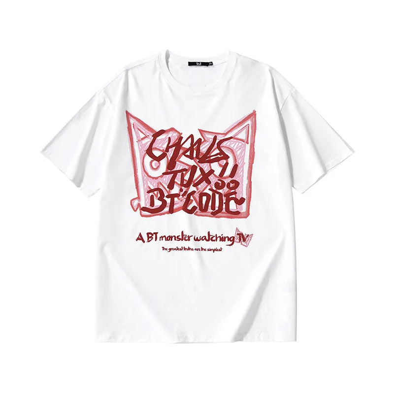 BT×TVX Fashion brand co-branded graffiti letter-printed T-shirt