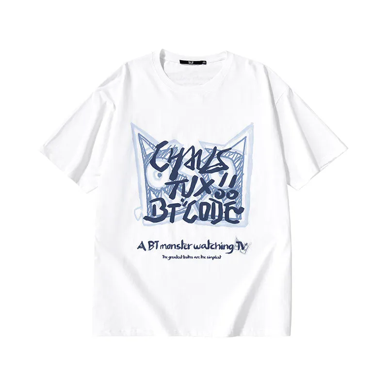 BT×TVX Fashion brand co-branded graffiti letter-printed T-shirt