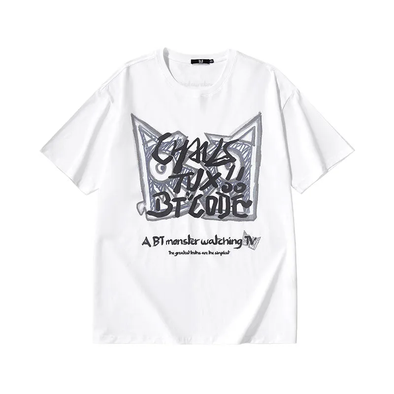 BT×TVX Fashion brand co-branded graffiti letter-printed T-shirt