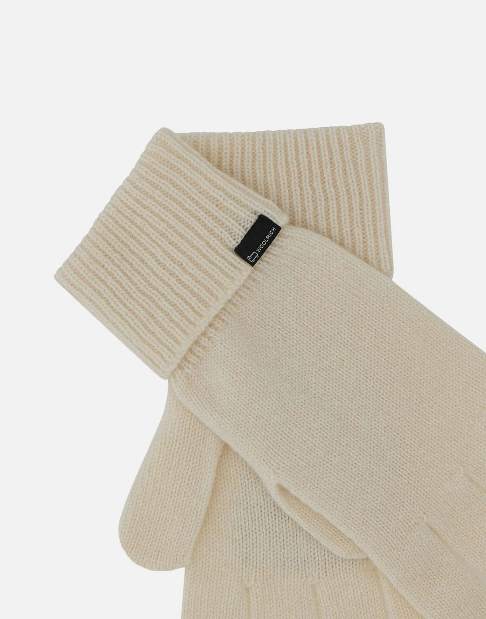 Cashmere Cream Gloves with Ribbed Cuffs