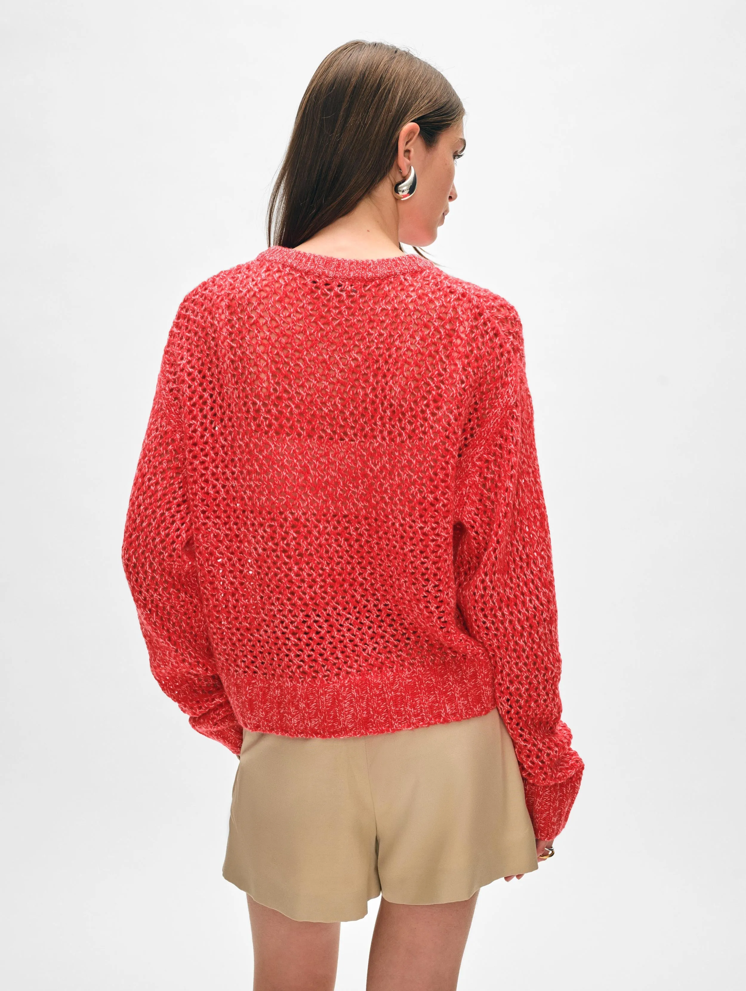 Cashmere Marled Mesh Crewneck