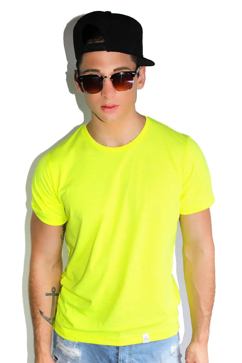 Core Crewneck Tee-Neon Yellow