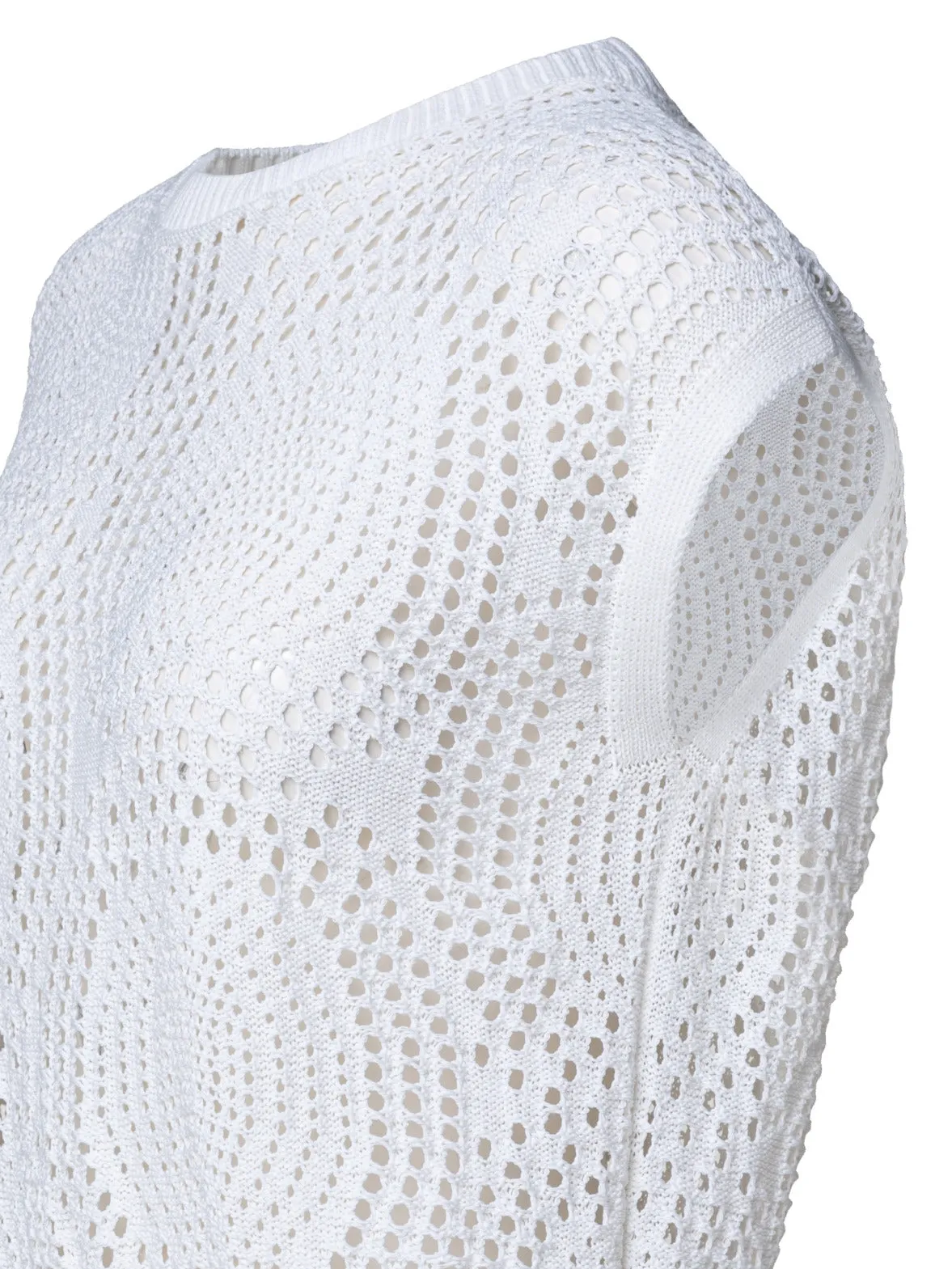 Cotton Dot Mesh Knit Pullover