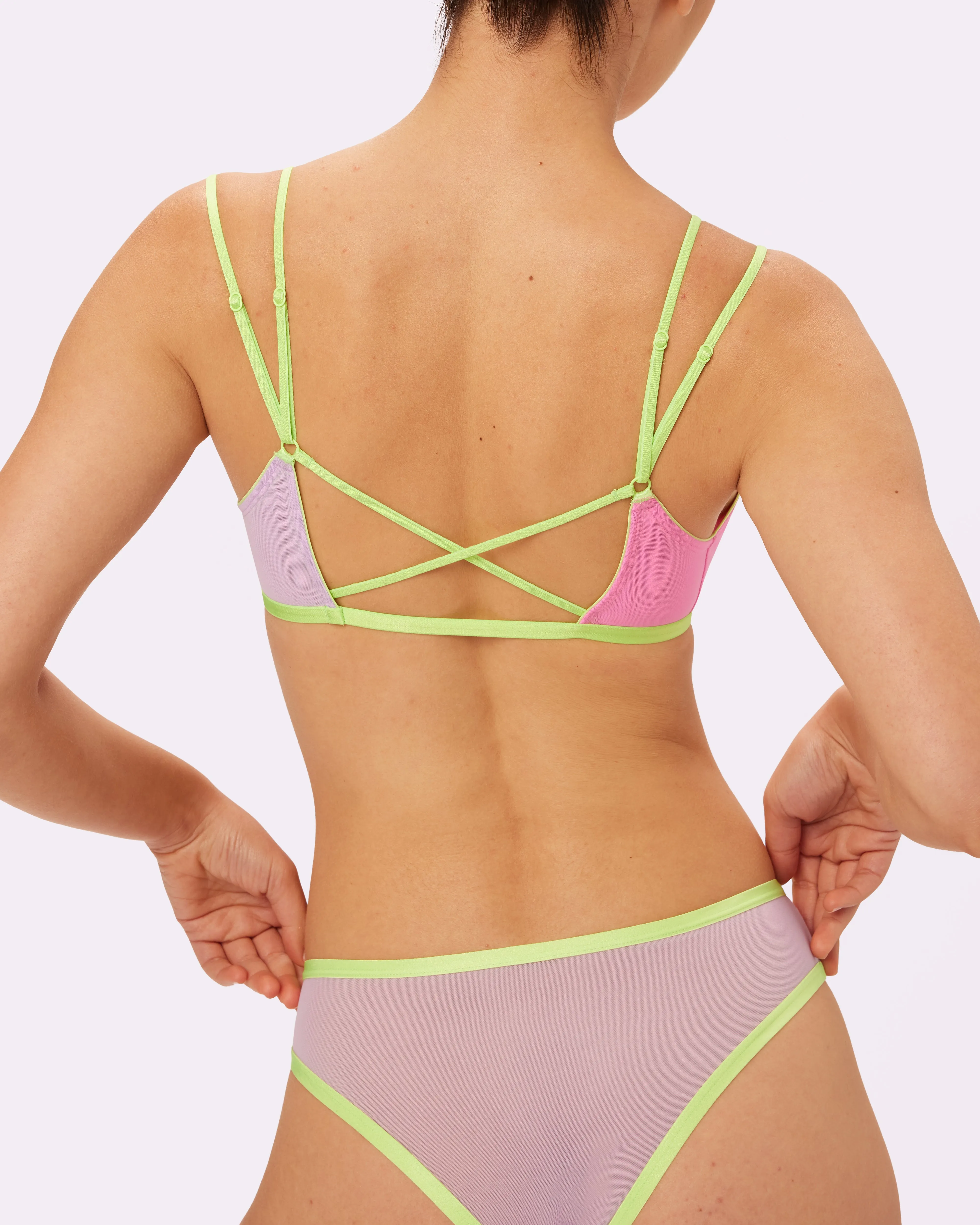 Cross-Back Triangle Bralette | Silky Mesh | Archive (Soft Serve)