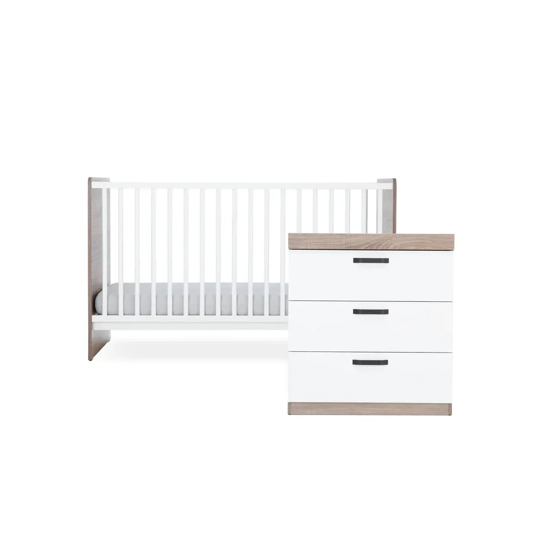 CuddleCo Enzo 2 Piece Nursery Furniture Set - Truffle Oak & White