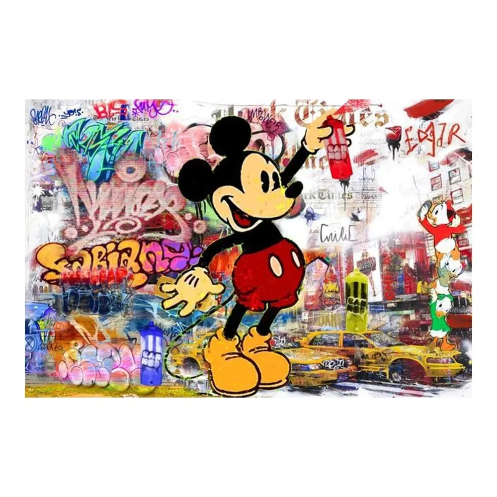 Disney Graffiti Cartoon Mickey Mouse and Donald Duck Canvas Paintings Art Prints