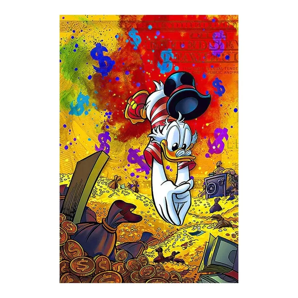 Disney Graffiti Cartoon Mickey Mouse and Donald Duck Canvas Paintings Art Prints