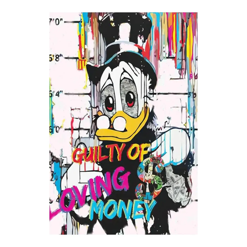 Disney Graffiti Cartoon Mickey Mouse and Donald Duck Canvas Paintings Art Prints