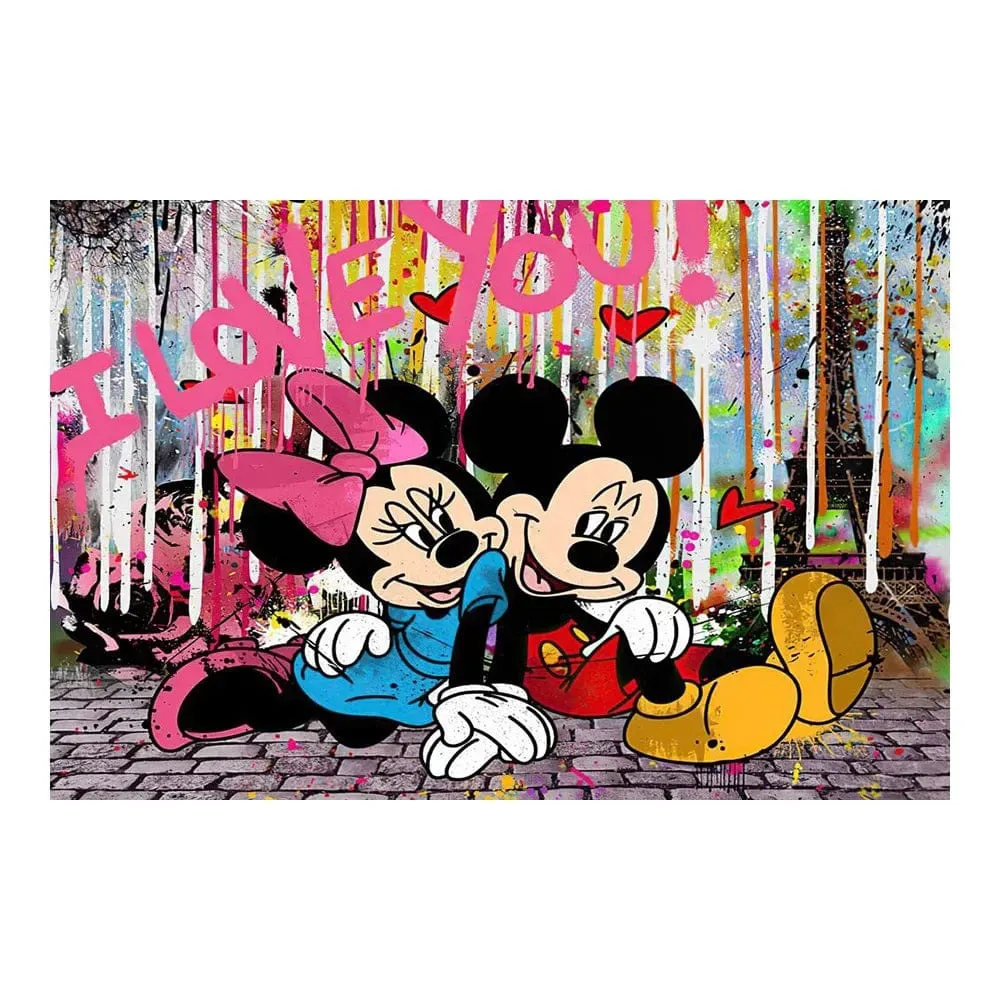 Disney Graffiti Cartoon Mickey Mouse and Donald Duck Canvas Paintings Art Prints