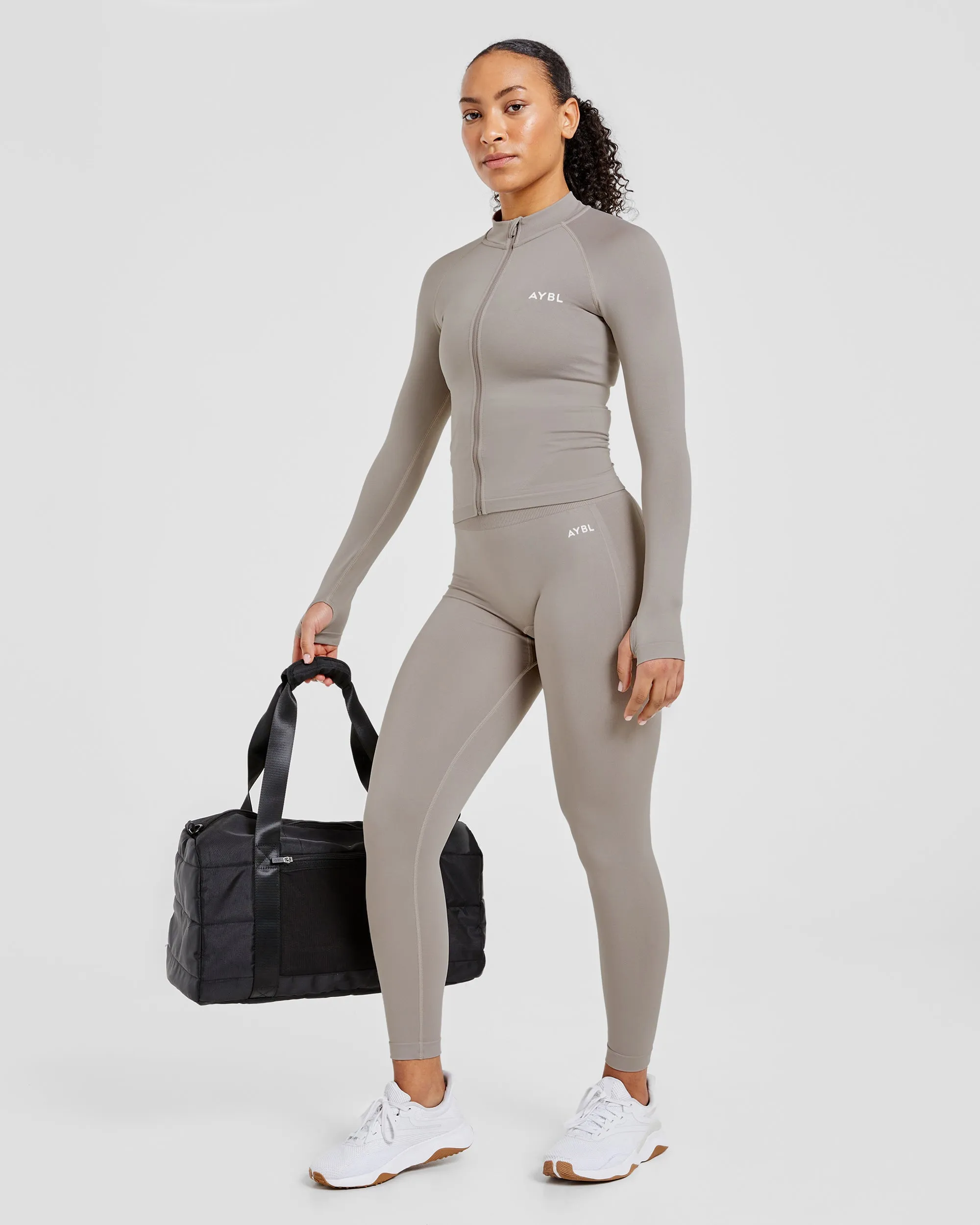 Empower Seamless Full Zip Jacket - Taupe