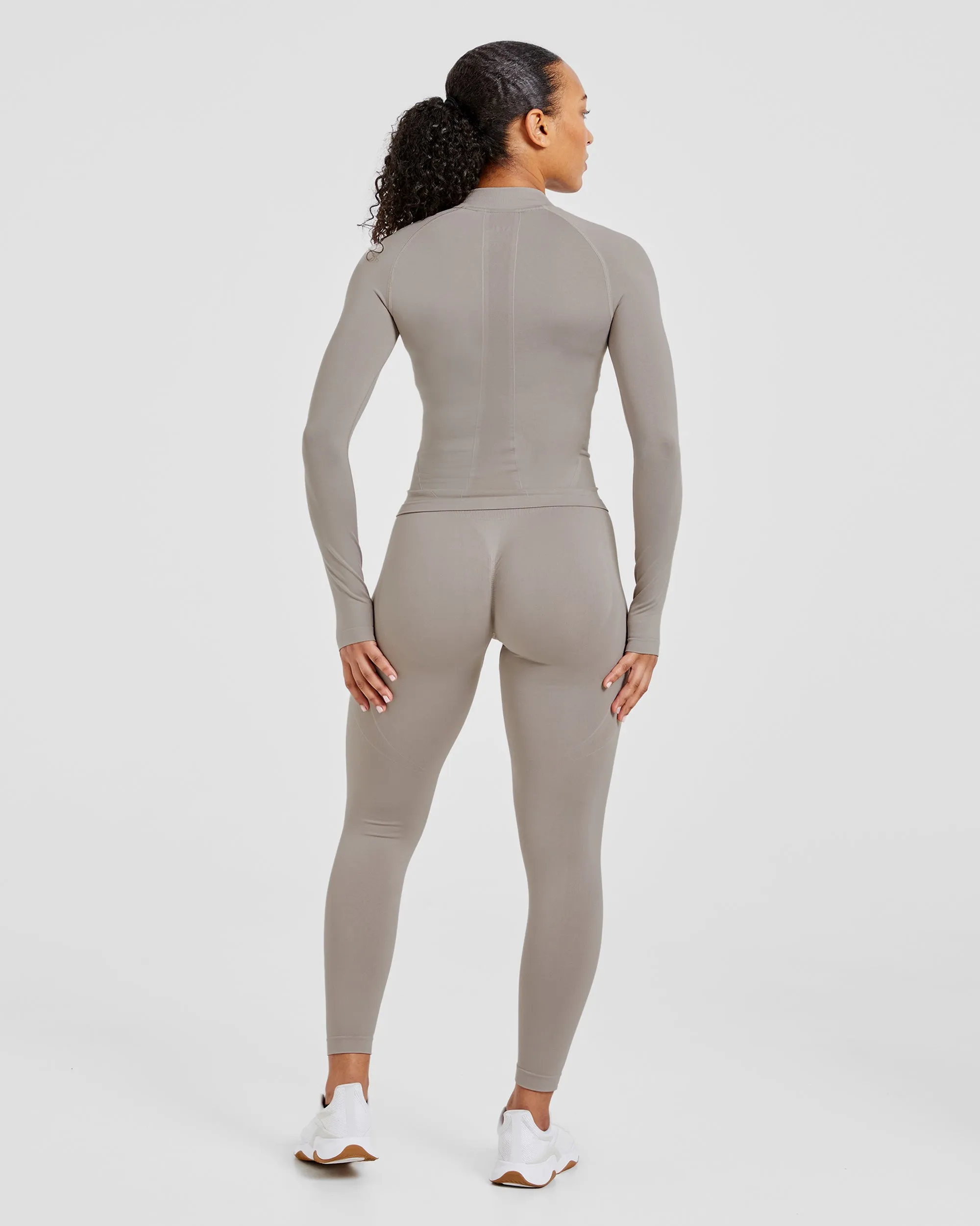 Empower Seamless Full Zip Jacket - Taupe