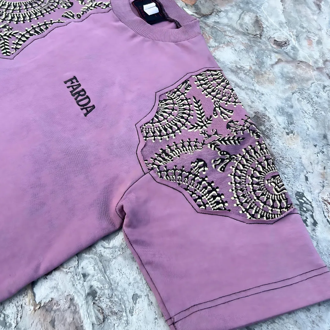 Farda Dawnfest Pink Blockprinted T-Shirt