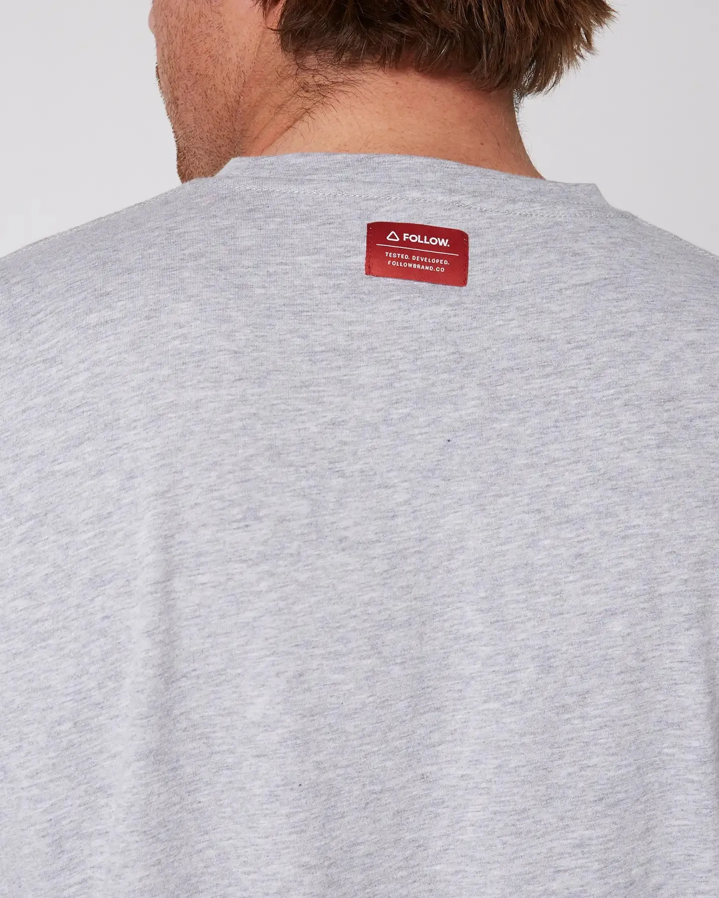 Follow Logo Tee - Grey Heather