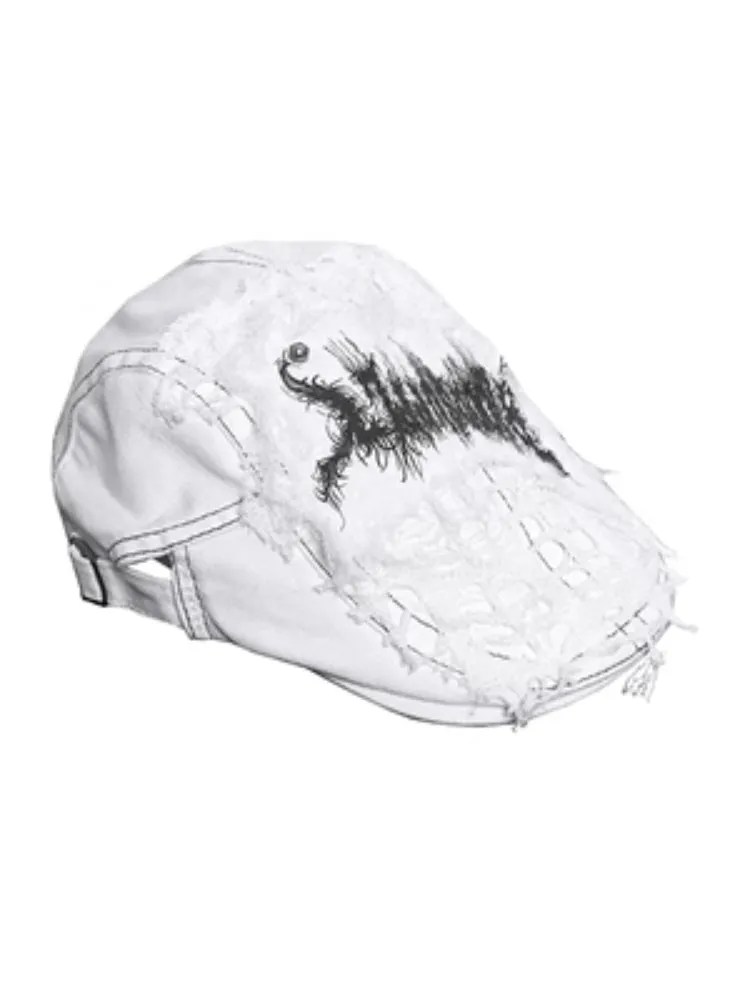 Graffiti Distressed Beret Cap