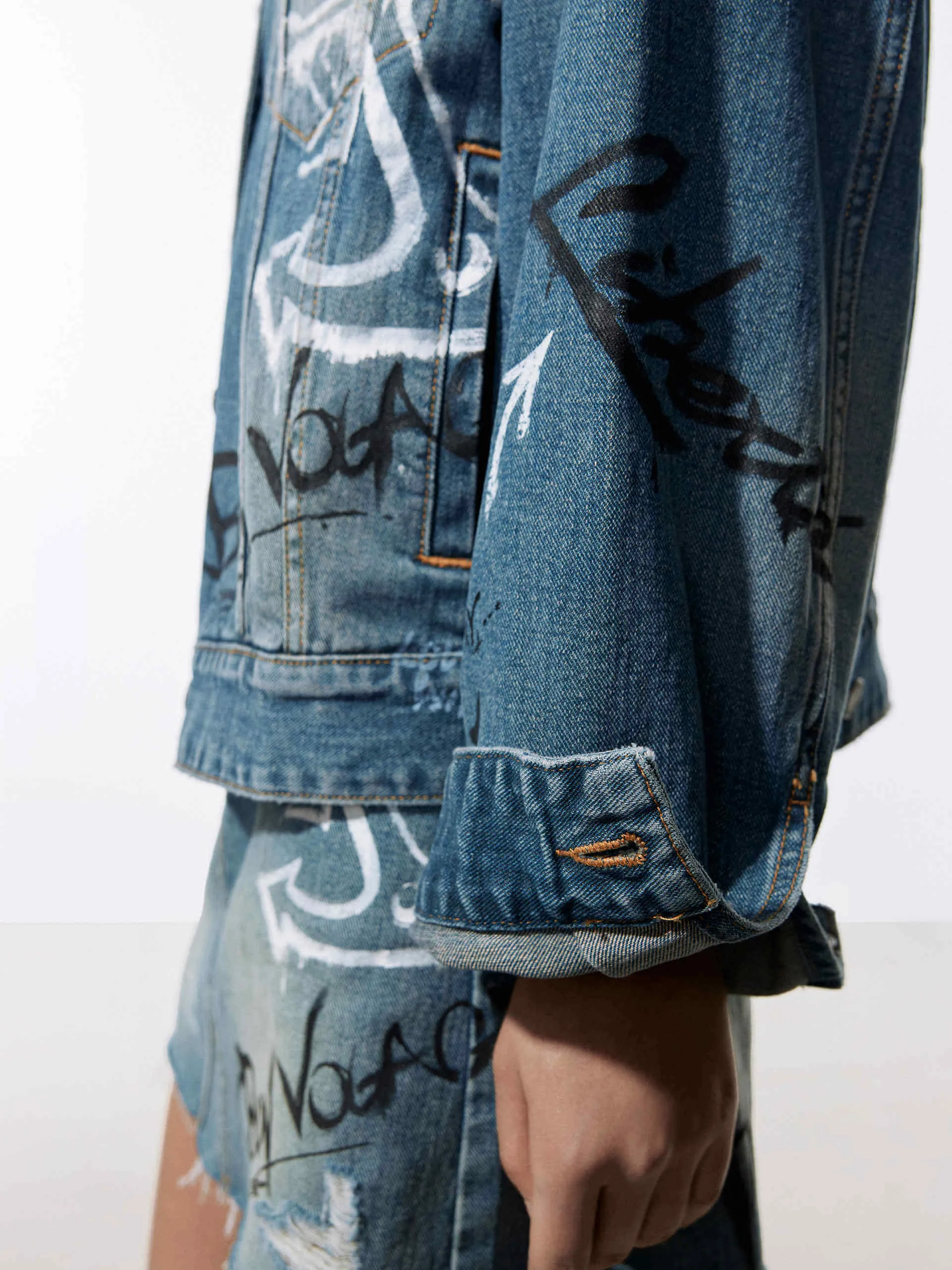 Graffiti Pattern Denim Jacket