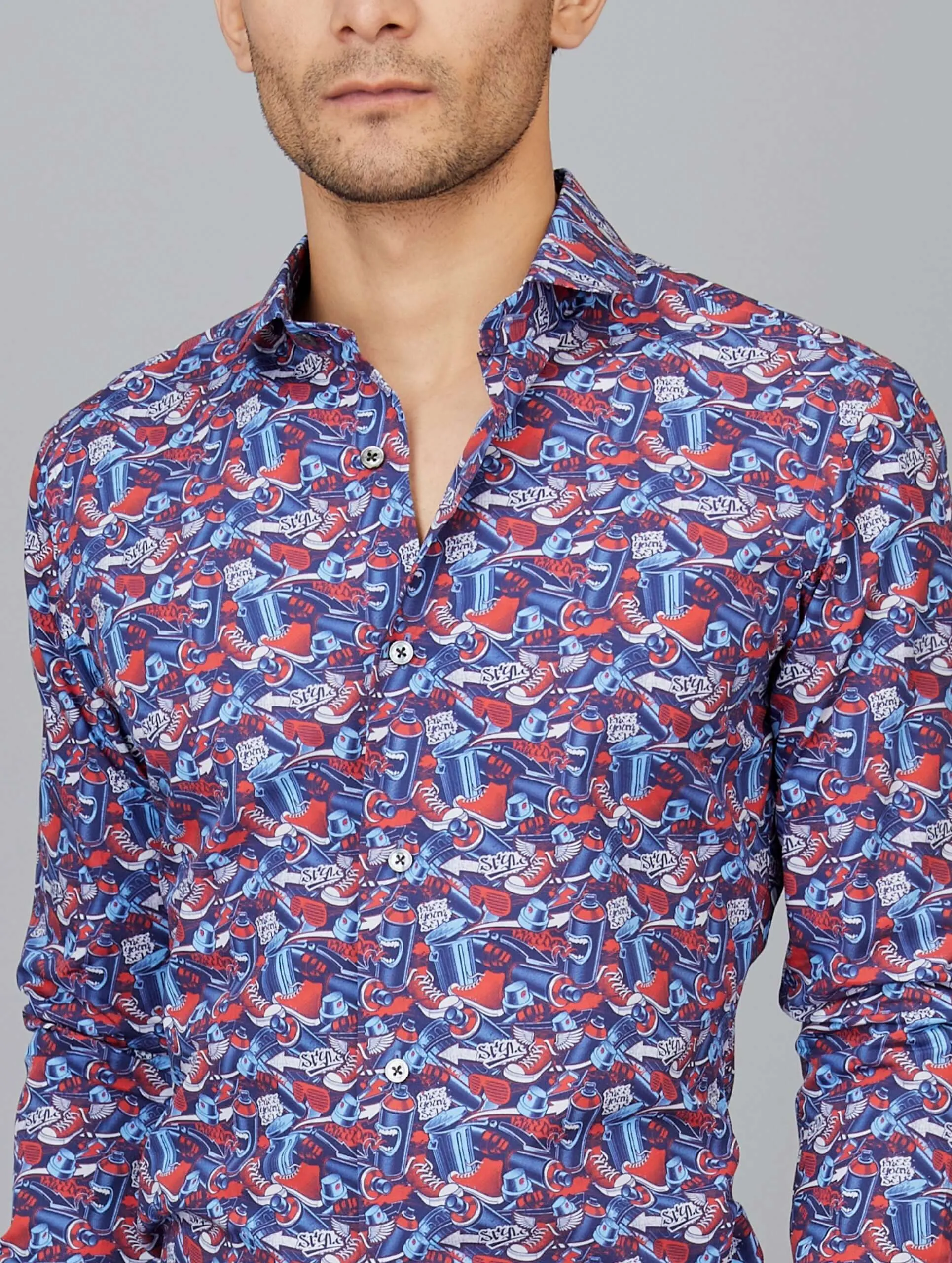 Graffiti Printed Cotton Shirt