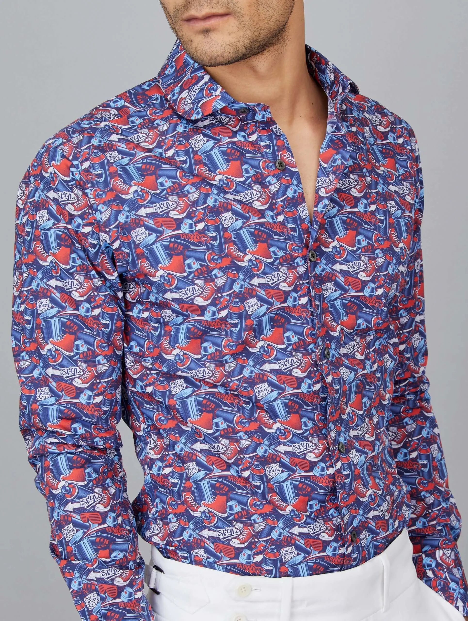 Graffiti Printed Cotton Shirt