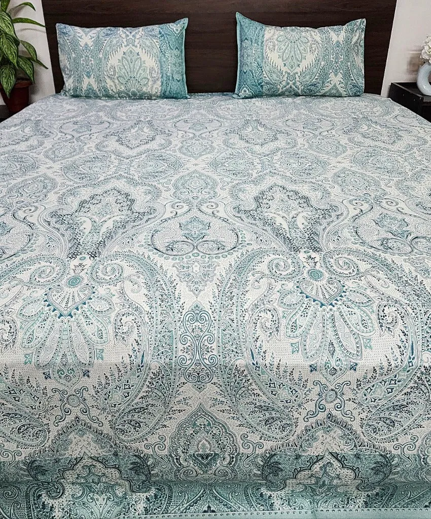 Green Artistic Cotton Bedsheet