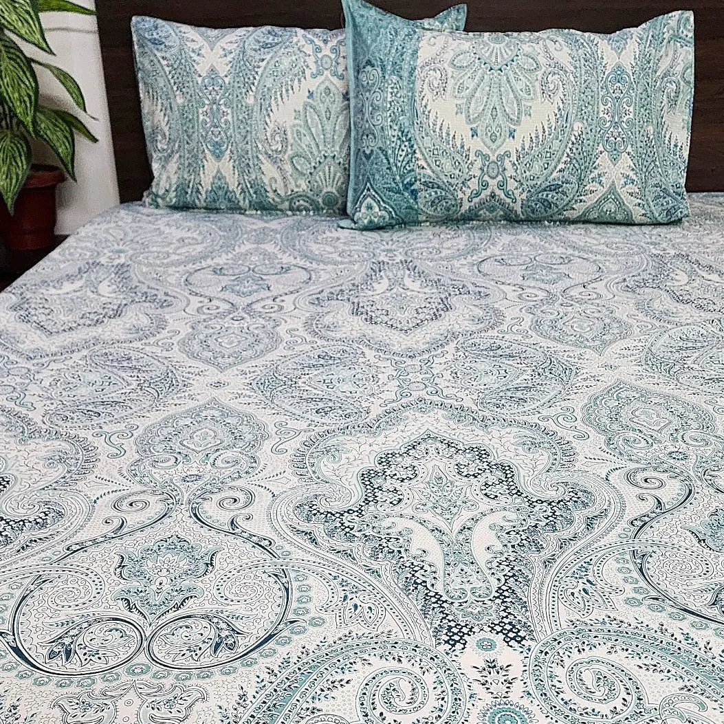 Green Artistic Cotton Bedsheet