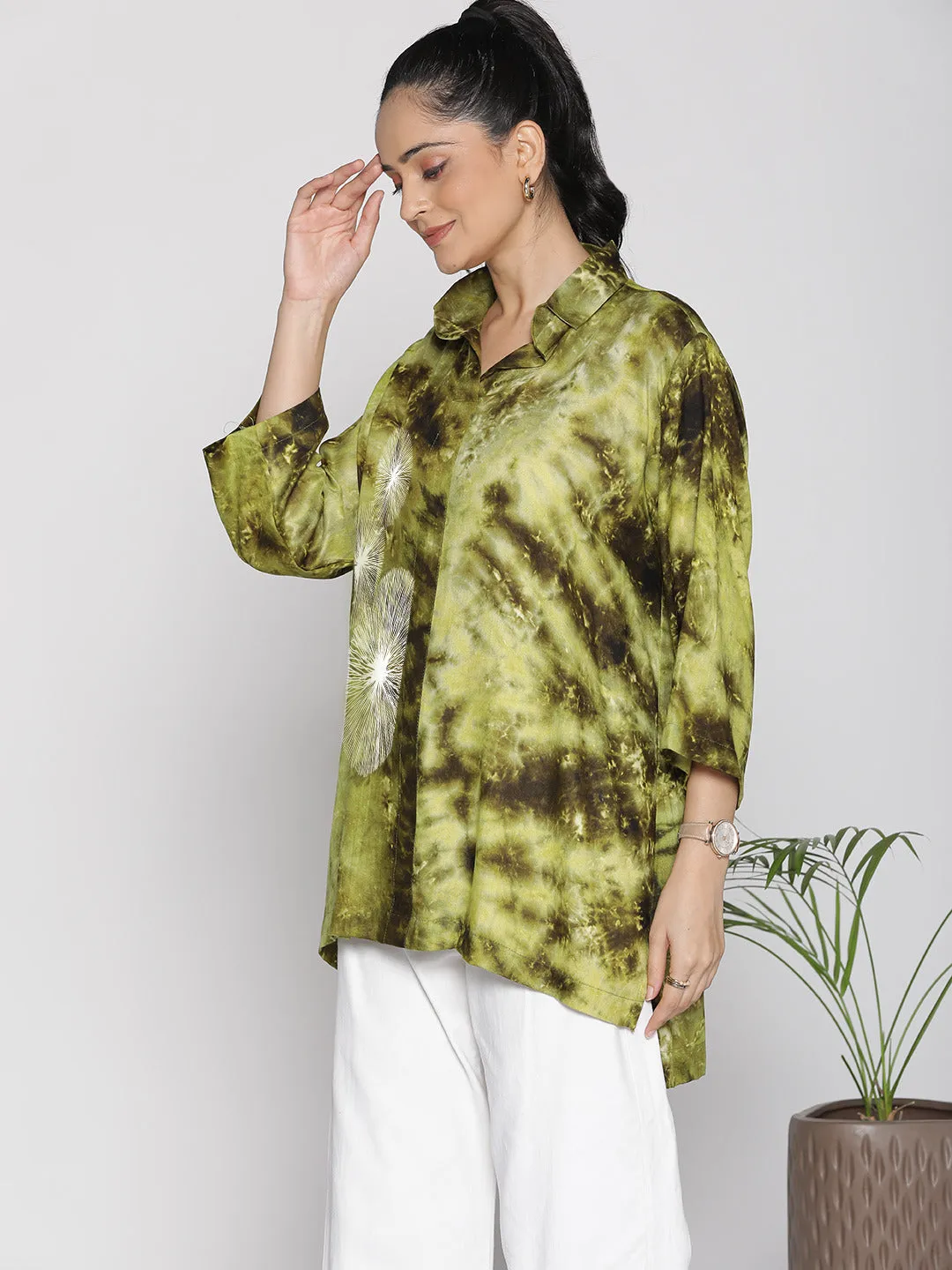 Green TieDye ShirtTop - Fluffbreeze