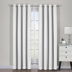 Greyish White Ava Grommet Blackout Weave Curtains Panels With Tie Backs Pair (Set Of 2)