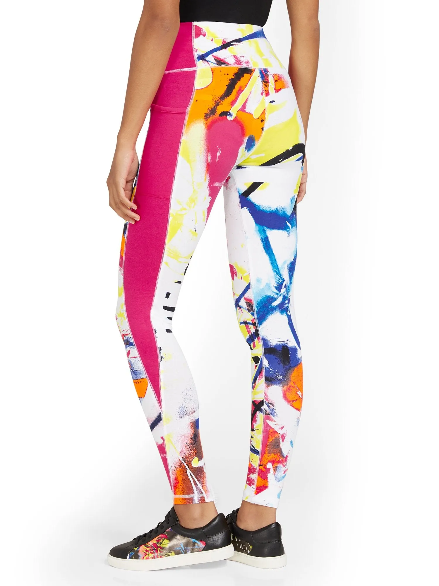 High-Waisted Graffiti-Print Pocket Legging