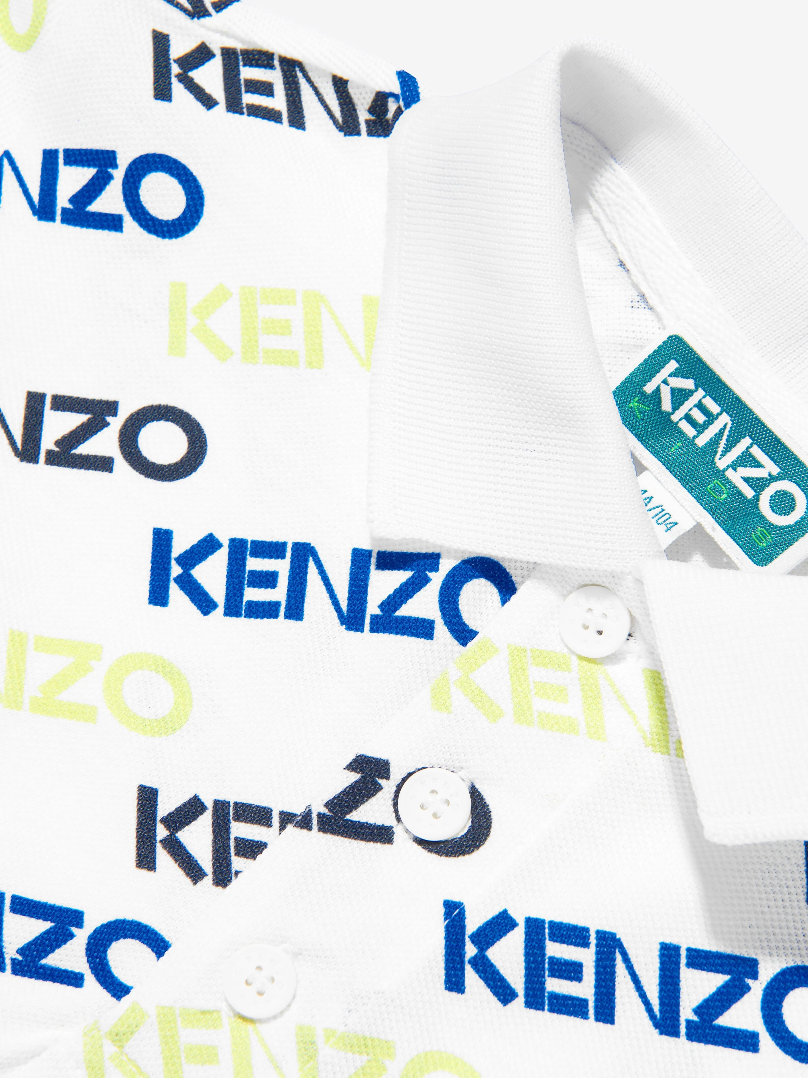 KENZO Boys Tigers Polo Shirt in Blue