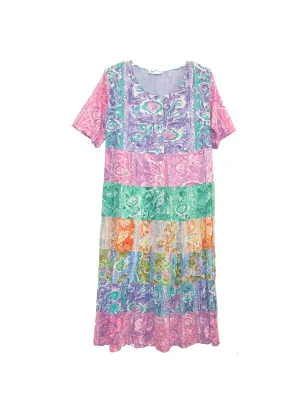 La Cera Plus Size Tiered Watercolor Floral Dress