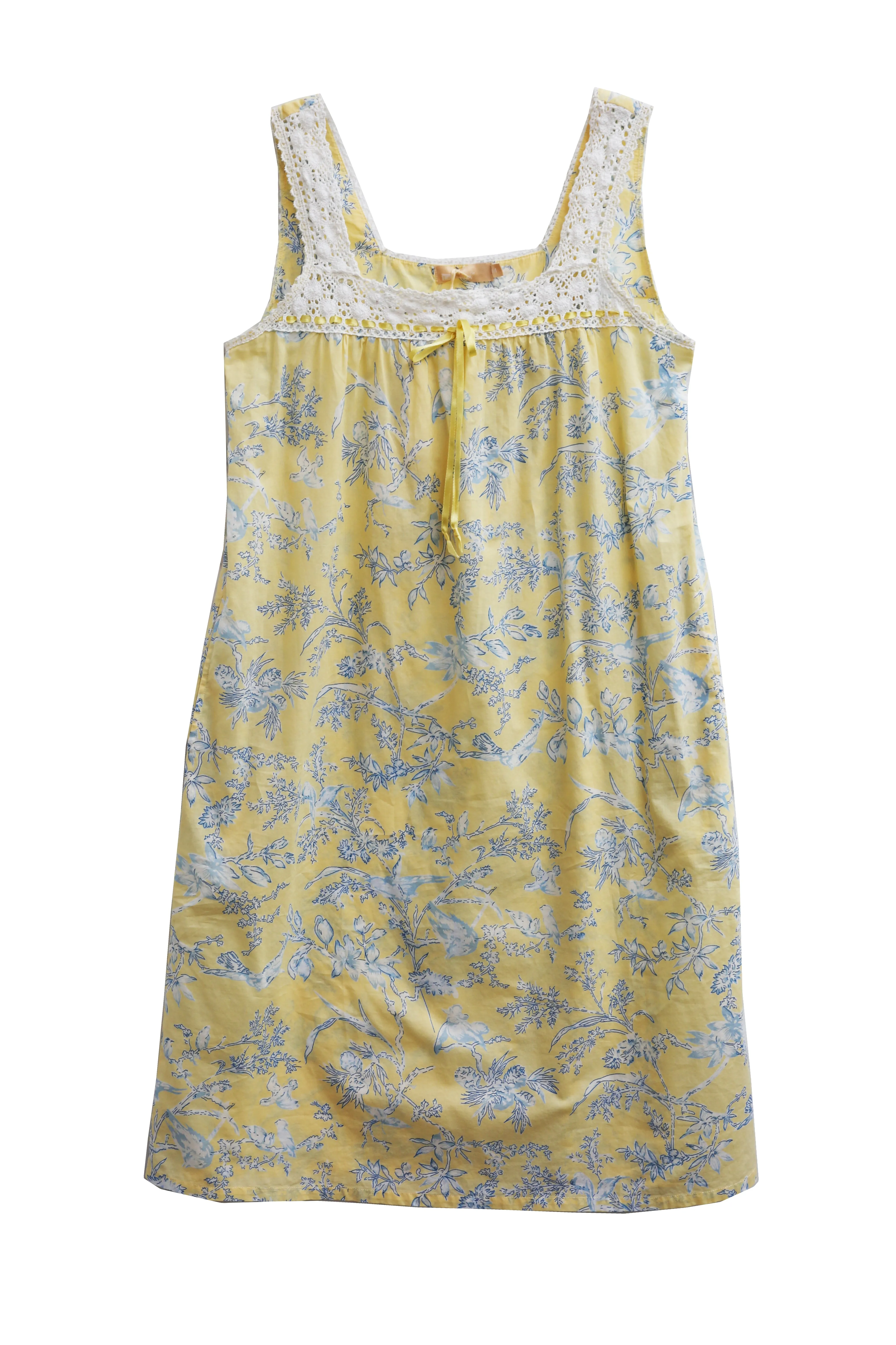 La Cera Sleeveless Cotton Toile Print Chemise