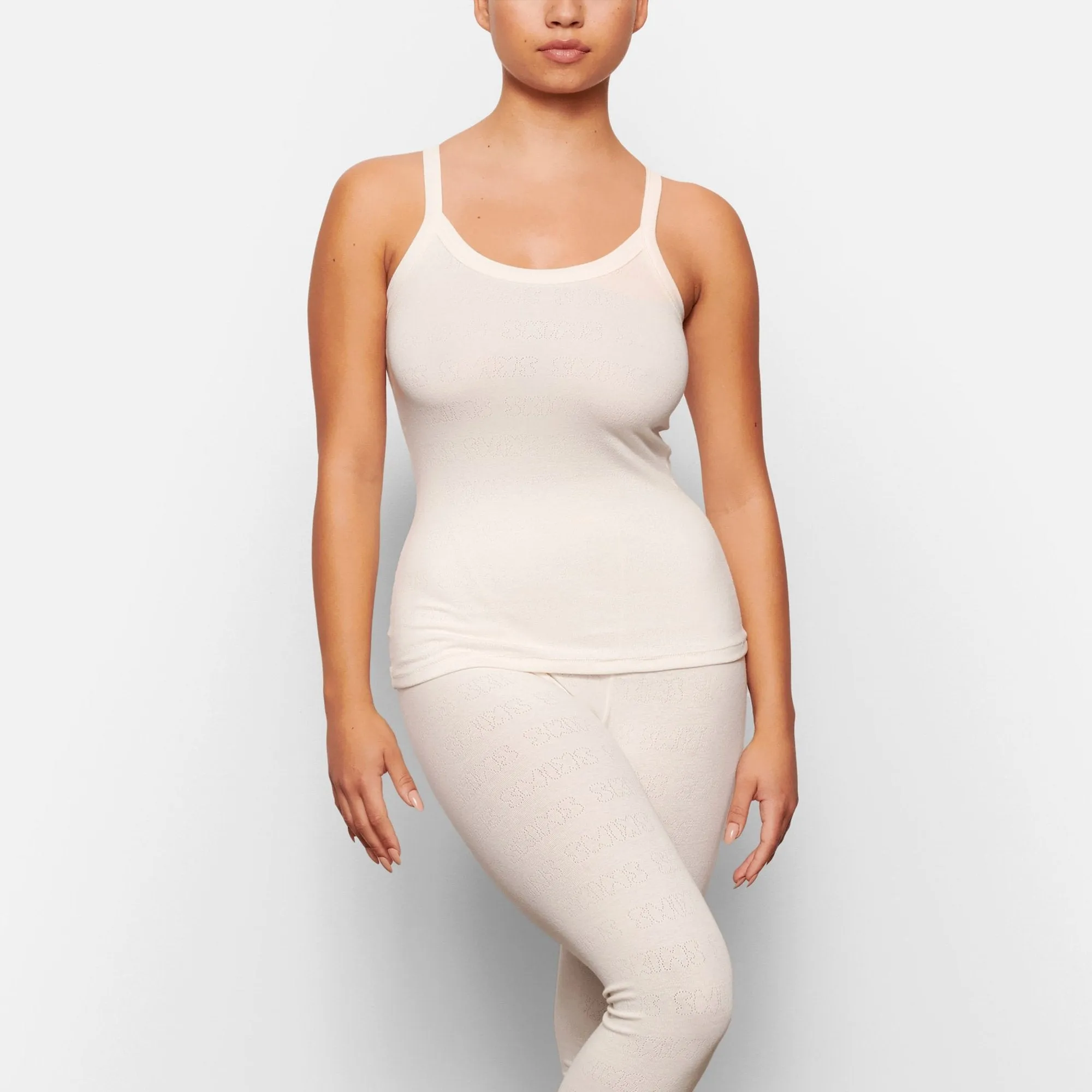 LOGO POINTELLE STRAPPY TANK | BONE